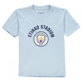 Image of Source Lab Manchester City FC Crest T Shirt Junior Boys - Sky Blue