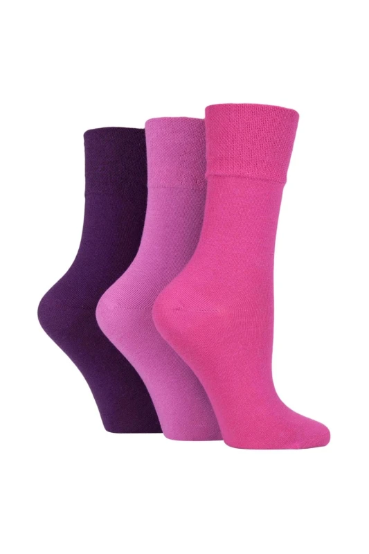 Image of SOCKSHOP Iomi 3 Pair Footnurse Gentle Grip Diabetic Socks Pink