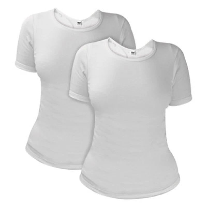 Image of Heat Holders 2 Pack Ladies Short Sleeve Thermal Top For Winter - 8-10 D - White