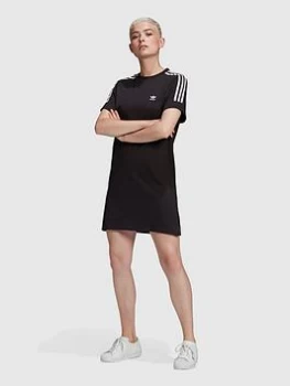 Image of adidas Originals 3 Stripe Tee Dress - Black, Size 12, Women