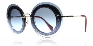 Image of Miu Miu Reveal Sunglasses Gold / Blue Glitter UES4R2 64mm