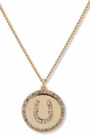 Image of DKNY Jewellery Gold Coloured Pave Horseshoe Coin 16" Necklace 60558363-887