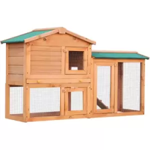 Image of Pawhut - Wood Rabbit Hutch Pet House Water-Resistant w/Ramp Solid Outdoor Pet Cage