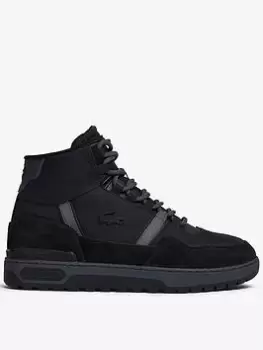 Image of Lacoste Mens Lacoste T-Clip Winter Mid Trainers, Black/Grey, Size 6, Men