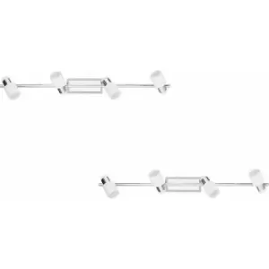 Image of 2 pack Wall Light Colour 4 Spots Chrome Plated & White Steel GU10 4x5W Included