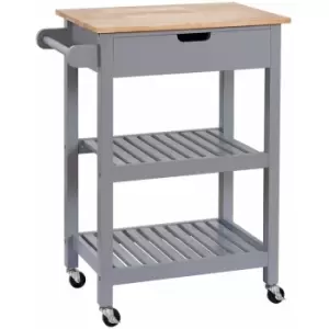 Image of Charles Bentley Wooden Kitchen Drinks Trolley/Cart/Island/Worktop on Wheels - Grey