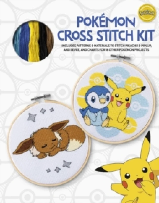 Image of PokeMon Cross Stitch Kit : Includes Patterns and Materials to Stitch Pikachu & Piplup, & Evee, and Charts for 16 Other PokeMon Projects Paperback / so