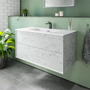 Image of 1000mm Concrete Effect Wall Hung Vanity Unit with Basin - Arragon