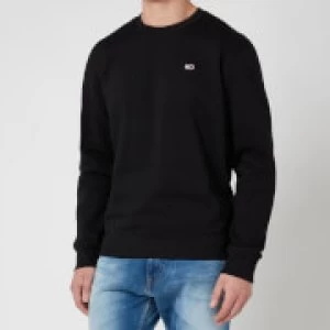 Image of Tommy Jeans Mens Regular Fleece Crewneck Sweatshirt - Black - M