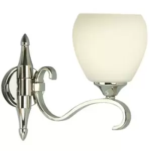 Image of Luxury Traditional Single Arm Wall Light Bright Nickel Opal Glass Shade Dimmable