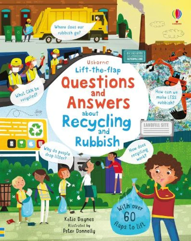 Image of Katie Daynes Lift-the-flap Questions and Answers About Recycling and Rubbish Book Multi unisex