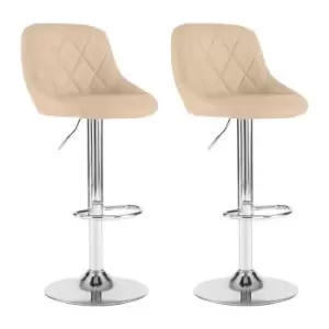 Image of Neo Cream Madrid Faux Leather Chrome Adjustable Breakfast Bar Stools Set Of 2