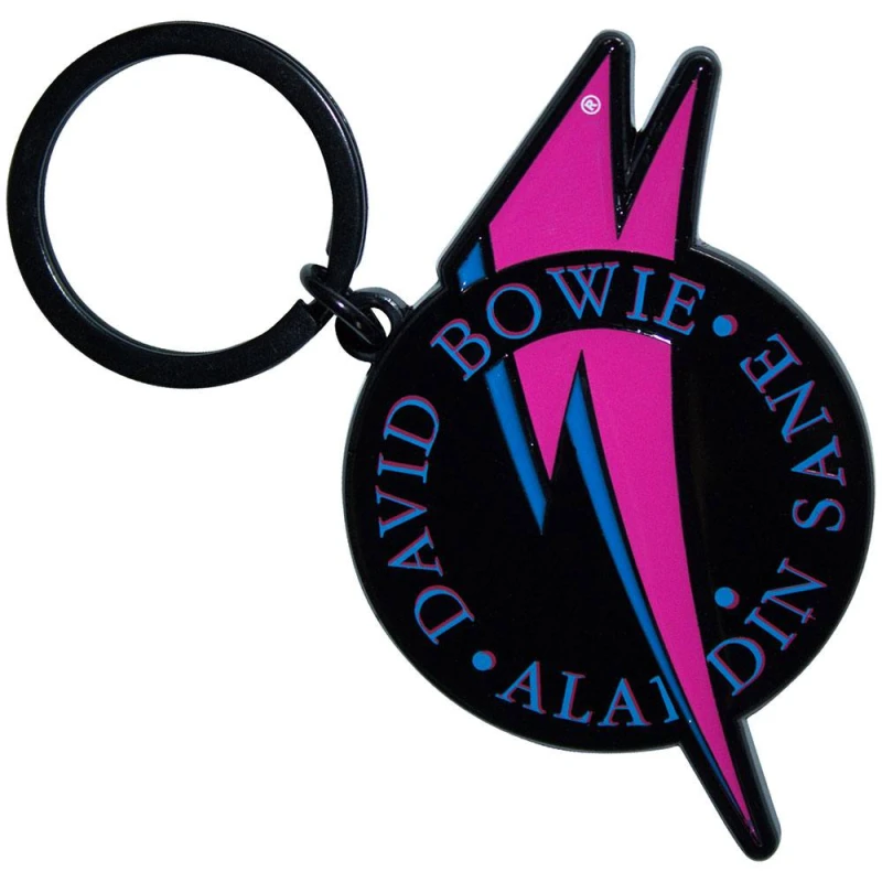 Image of David Bowie David Bowie Aladdin Sane keyring Keychain in Black One Size Unisex 5056836440225