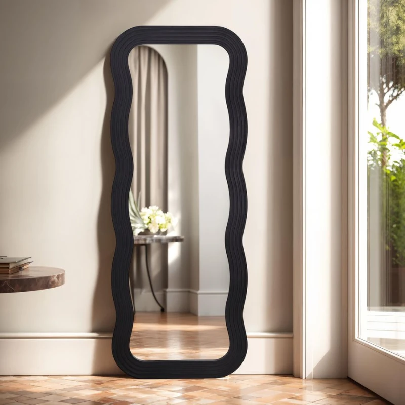 Image of Home Garden Direct Paola Wavy Mirror Full Length 70x180cm in Black Size: 70x180cm Black Unisex 70x180 cm