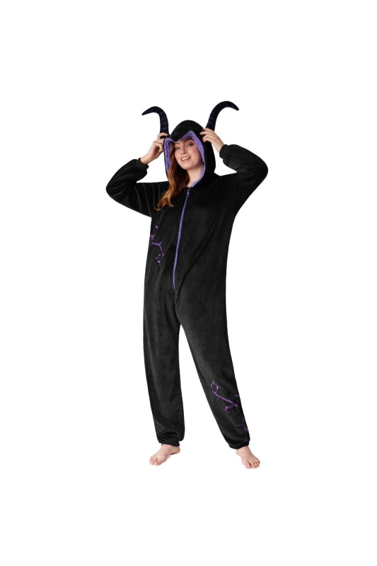 Image of Disney Maleficent Onesie 3D Hood Black unisex