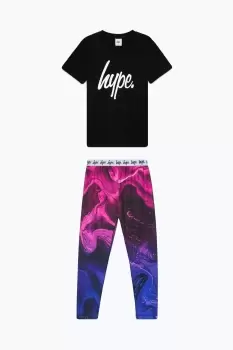 Image of Marble Script T-Shirt And Leggings Set