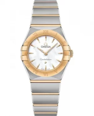 Image of Omega Constellation Manhattan Quartz 25mm Mother of Pearl Dial Yellow Gold and Stainless Steel Womens Watch 131.20.25.60.05.002 131.20.25.60.05.002