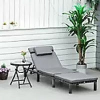 Image of OutSunny Rattan Single Lounge Grey