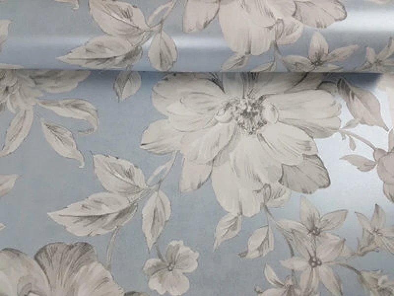 Image of Lucia Blue Floral Wallpaper Blue
