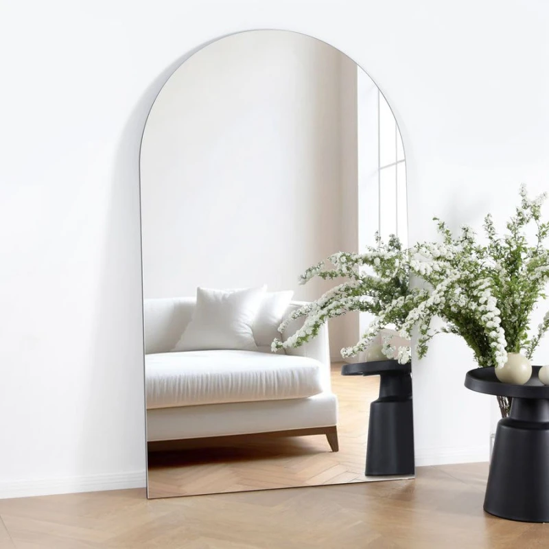 Image of Home Garden Direct Albano Extra Large Frameless Arched Full Length Mirror 179x110cm in Clear Size: 179x110cm Clear Unisex 179x110 cm