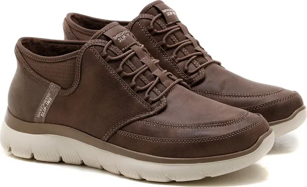 Image of Skechers Slip In Summits Siegul Faux Trainers Chocolate 7 UK