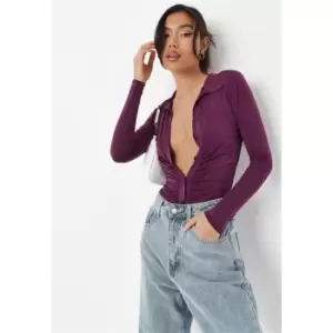 Image of Missguided Ruched Front Shirt - Purple