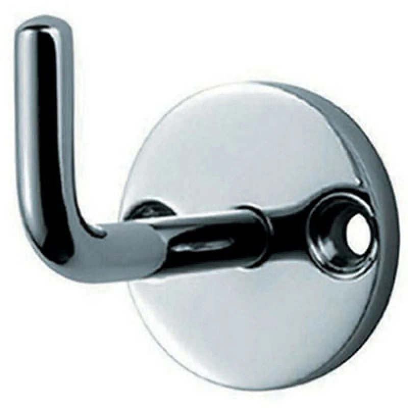 Image of Loops Slimline Coat Hook on Round Rose 45mm Projection Bright Stainless Steel Metallics