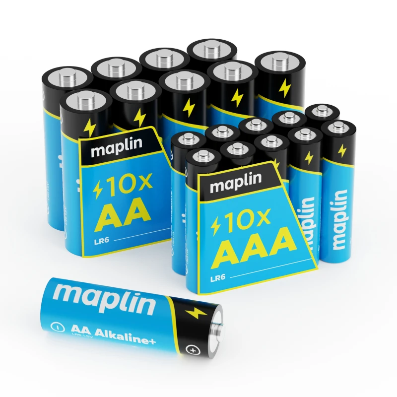 Image of Maplin Maplin 10x AA LR6 / 10x AAA LR03 7 Years Shelf Life 1.5V High Performance Alkaline Batteries L4047X20
