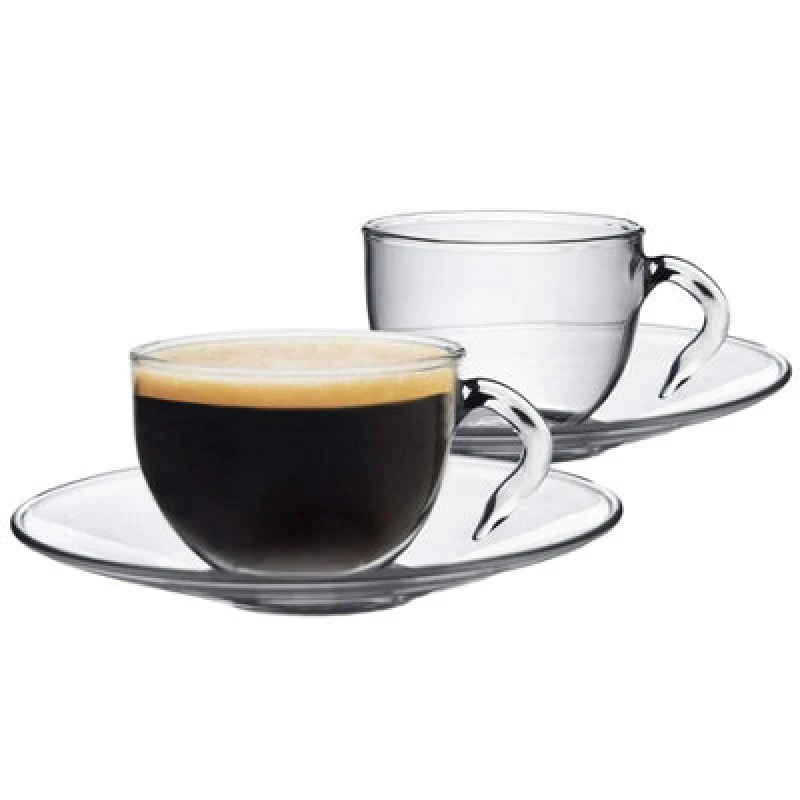 Image of Argon Tableware Glass Espresso Cup & Saucer Set - 60ml - 4 Piece Clear