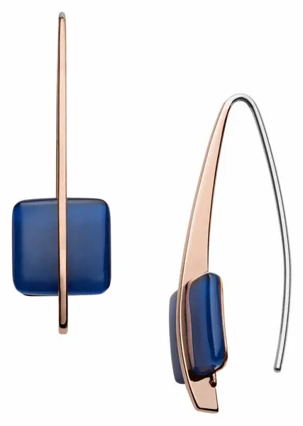 Image of Skagen SKJ1135791 Womens Sea Glass NAVY SQUARE Dangle Jewellery