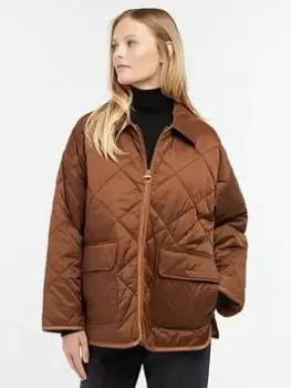 Image of Barbour Ryhope Diamond Quilted Jacket - Brown, Size 18, Women
