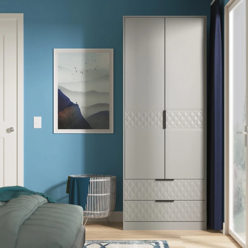 Image of Harlequin 2 Drawer Double Wardrobe in Dusk Grey - Ready Assembled - Lewis's Home TJ Hughes 5056812209808