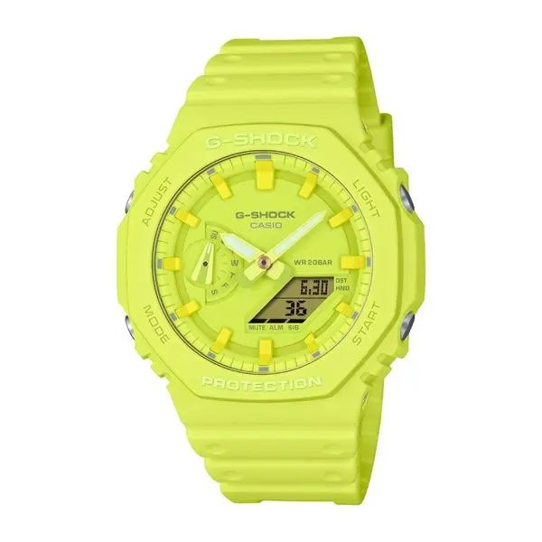 Image of Casio G-Shock GA-2100-9A9ER One Tone 2100 Yellow Strap Watch - W59118