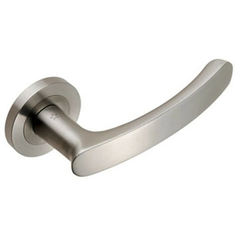 Image of Loops PAIR Curved Handle with Rounded Ends Concealed Fix Round Rose Satin Steel Metallics