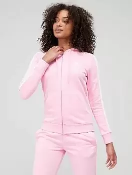 Image of adidas Essentials 3 Stripes Full Zip Hoodie - Pink Size M Women