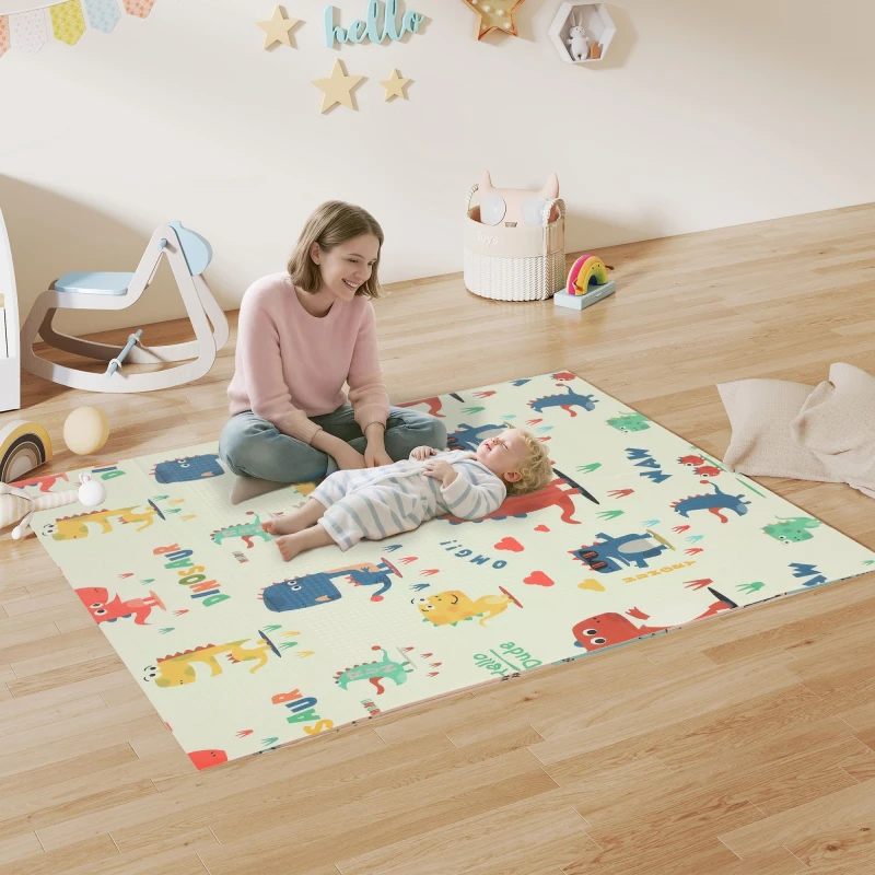 Image of AIYAPLAY Baby Play Mat, Double Sided Crawling Mat, Dinosaur Theme Multicolor Unisex