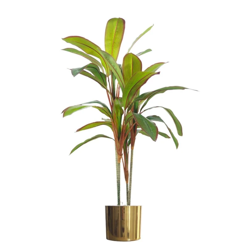 Image of Unbranded 100cm Artificial Potted Dracaena Tropical Plant with Gold Metal Planter