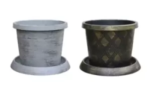 Image of Flower Pots with Saucer: Modern Grey/One