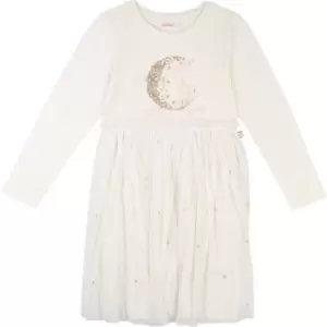 Image of Billieblush Girls Beige mesh dress with long sleeves - Beige