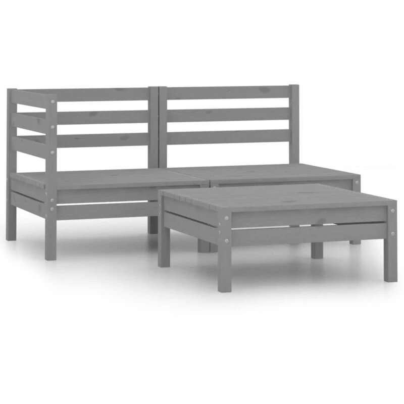 Image of VIDAXL 3 Piece Garden Lounge Set Solid Pinewood Grey Vidaxl 8720286659137