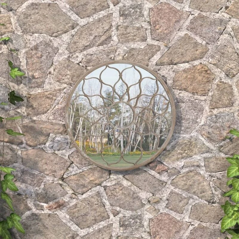 Image of VIDAXL Garden Mirror Sand 60x3cm Iron Round for Outdoor Use vidaXL 8720286767573