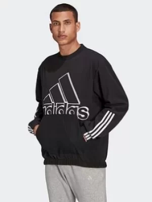 Image of adidas Essentials Polar Fleece Giant Logo Sweatshirt (gender Neutral), Black/White Size M Men
