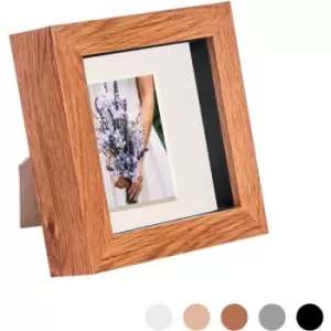 Image of Nicola Spring - 3D Box Photo Frame - 4 x 4' with 2 x 2' Mount - Dark Wood/Ivory