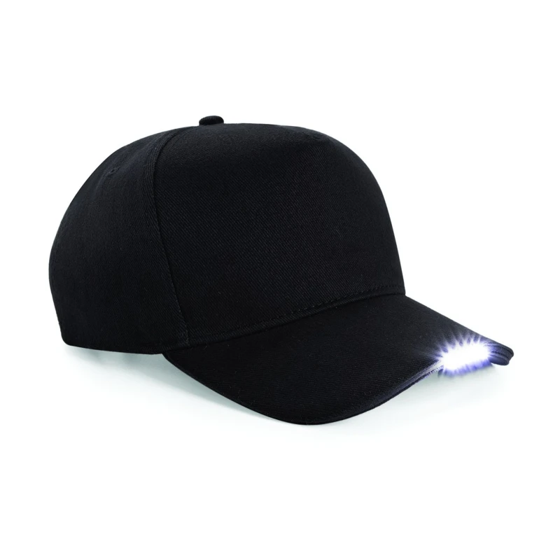 Image of Beechfield Mens LED Light Baseball Cap Pack of 2 in Black Male One Size