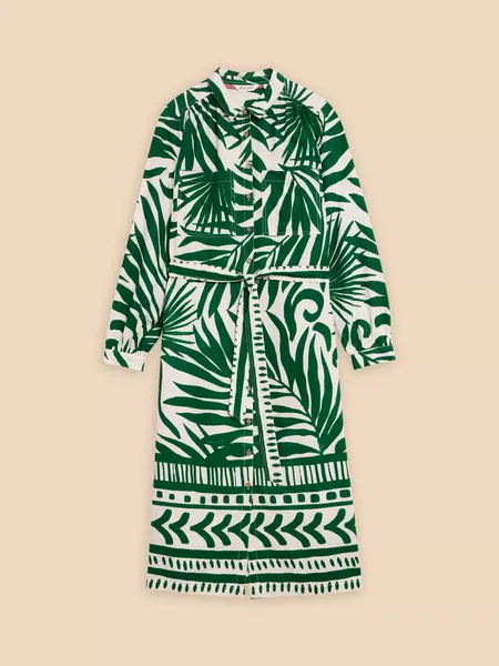 Image of White Stuff White Stuff Toni Shirt Dress Green Multicolour Female 10 SC56201