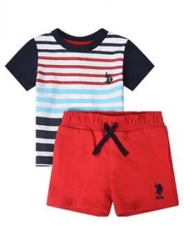 Image of U.S. Polo Assn. Toddler Boys Stripe T-Shirt And Short Set - Stripe