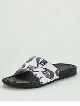Image of Nike Benassi Just Do It Slides - Black/White, Size 2.5, Women