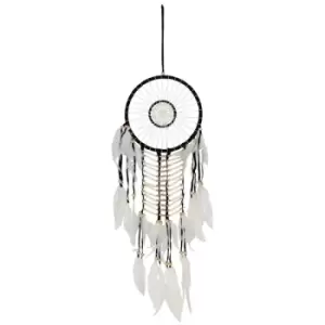 Image of Black and White Dreamcatcher with Natural Beads
