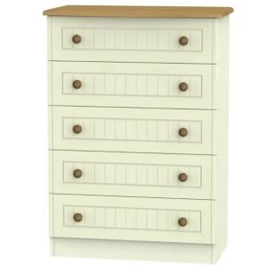 Image of Warwick Cream Oak effect Matt 5 Drawer Chest (H)1075mm (W)765mm (D)415mm