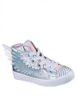 Image of Skechers Girls Iridescent Twi-Lites High Top Trainer - Silver